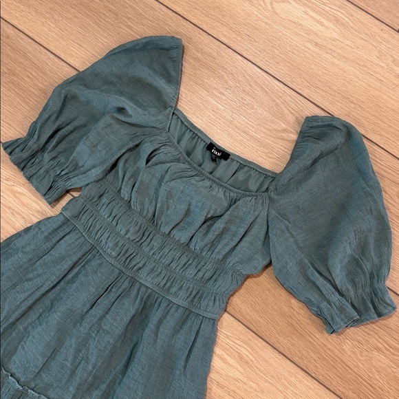 Trixxi Milk Maid Tiered Green Dress Sz L Cottagecore Spring Flowy - Picture 2 of 8